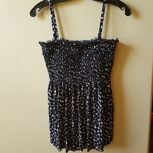 SOLD Aqua Green Swim Tankini Top Shirred Smocked Removable Strap Baby Doll M